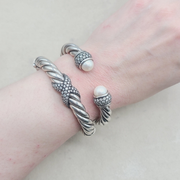 David Yurman Vintage Starlight Diamond X Cable Bracelet - Picture 3 of 3